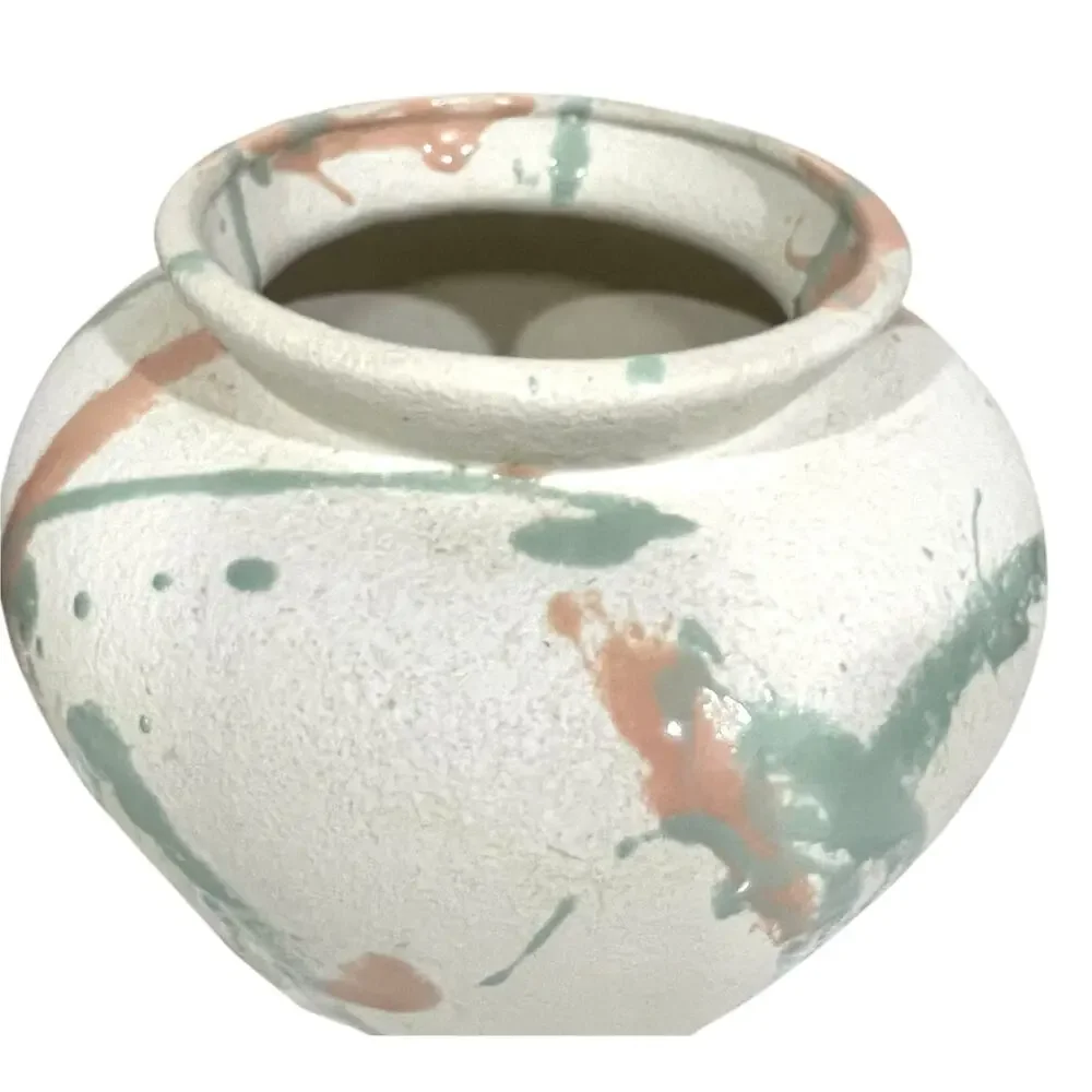 Harris Potteries Vintage 80s Ceramic Vase Post Modern Splatter Textured Pottery